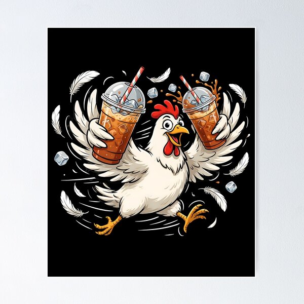Item preview, Iced Coffee Hen Coffee Lovers Featuring a Funny Chicken and Rooster designed and sold by Redgiant87x.