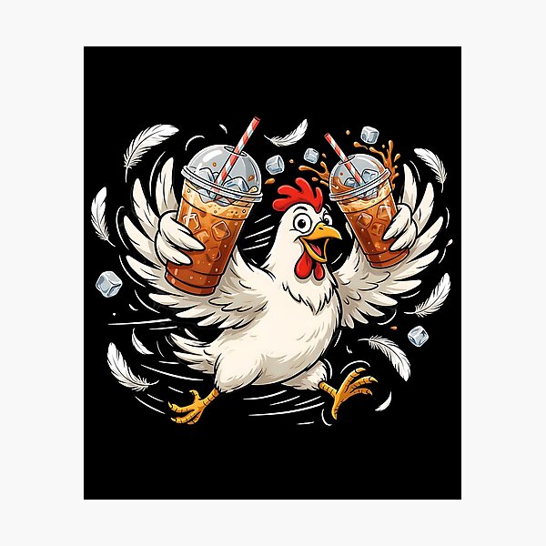 Item preview, Iced Coffee Hen Coffee Lovers Featuring a Funny Chicken and Rooster designed and sold by Redgiant87x.