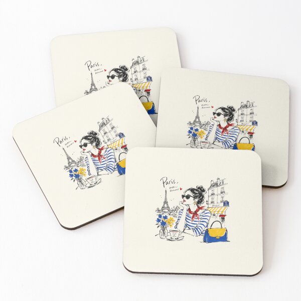 Item preview, Paris Mon Amour Chic Paris Cafe Fashion Illustration designed and sold by Rosie's Wildflower Boutique.