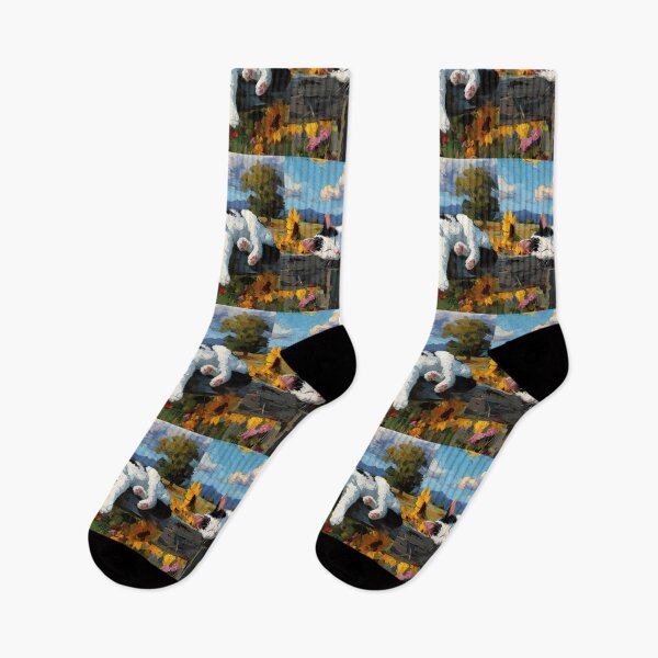 Item preview, Dreamy Cat in Sunflower Field – Peaceful Impressionist Art Print designed and sold by Psycho-Crazy.