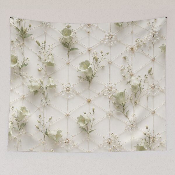 Item preview, Soft Sage Green Geometric Floral Lattice designed and sold by IntelliMindDesigns.