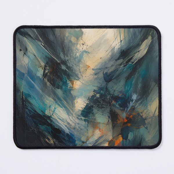 Item preview, Dark Blue Teal Abstract – Moody Modern Art with Orange Accents designed and sold by GutyzDesignsES.
