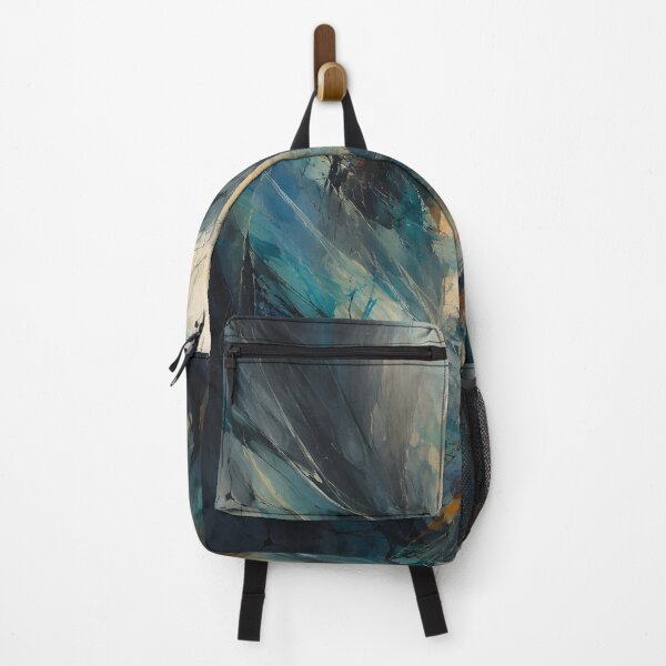 Item preview, Dark Blue Teal Abstract – Moody Modern Art with Orange Accents designed and sold by GutyzDesignsES.