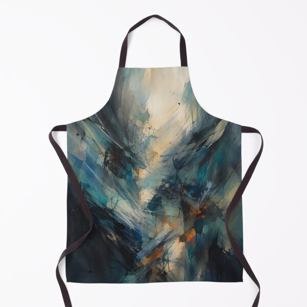 Item preview, Dark Blue Teal Abstract – Moody Modern Art with Orange Accents designed and sold by GutyzDesignsES.