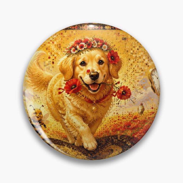 Item preview, Golden Happiness: Golden Retriever in a Field of Poppies and Clocks designed and sold by Natalia-Vlad.