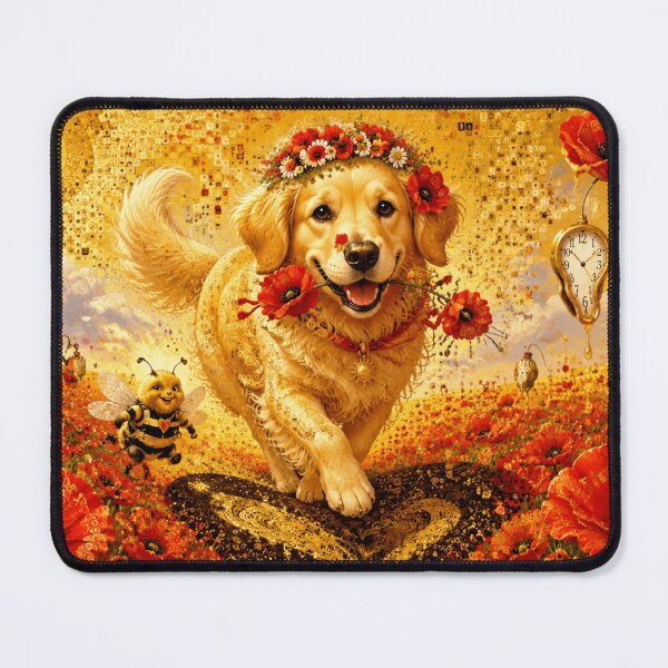 Item preview, Golden Happiness: Golden Retriever in a Field of Poppies and Clocks designed and sold by Natalia-Vlad.