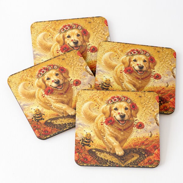 Item preview, Golden Happiness: Golden Retriever in a Field of Poppies and Clocks designed and sold by Natalia-Vlad.