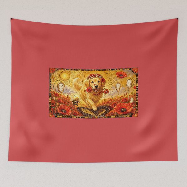 Item preview, Golden Happiness: Golden Retriever in a Field of Poppies and Clocks designed and sold by Natalia-Vlad.