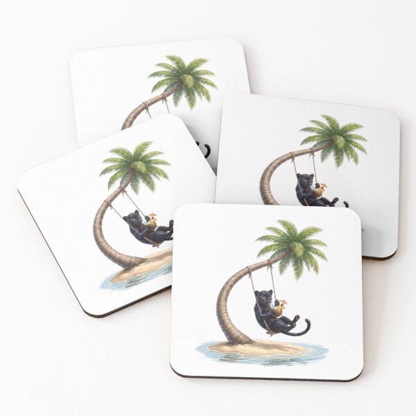 Item preview, Black Leopard on a Tropical Palm Swing designed and sold by Helenaphotoart.