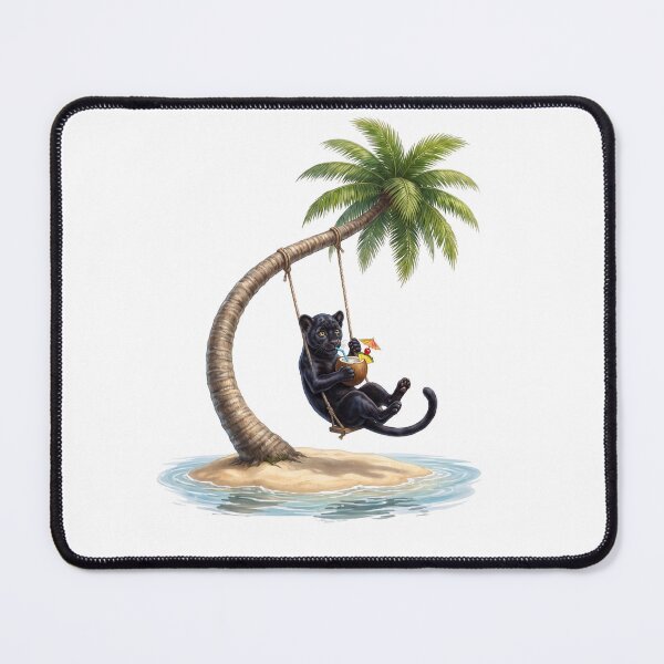 Item preview, Black Leopard on a Tropical Palm Swing designed and sold by Helenaphotoart.