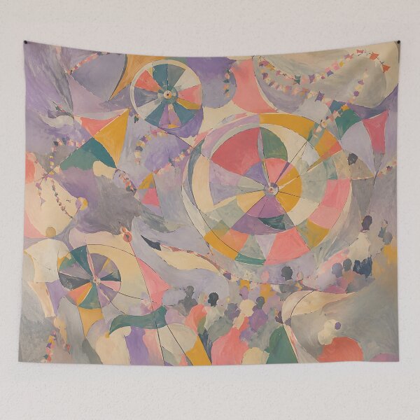 Item preview, Pastel Abstract Carnival with Ferris Wheels and Festival Bunting designed and sold by GutyzDesignsES.