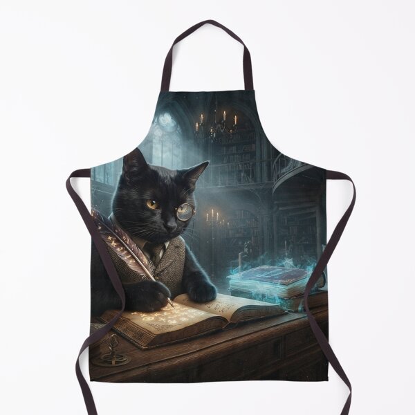 Item preview, Bombay Cat Wizard Professor Writing Magic Spells in Haunted Library | Gothic Fantasy Black Cat ArtMagic Spells in Haunted Library | Gothic Fantasy Black Cat Art designed and sold by Ghostlycats2026.