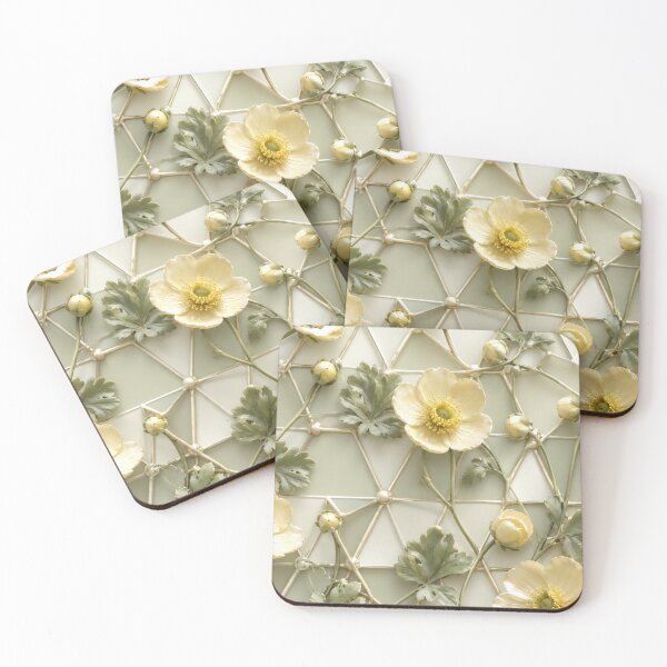 Item preview, Golden Yellow Floral Geometric Lattice Pattern designed and sold by IntelliMindDesigns.