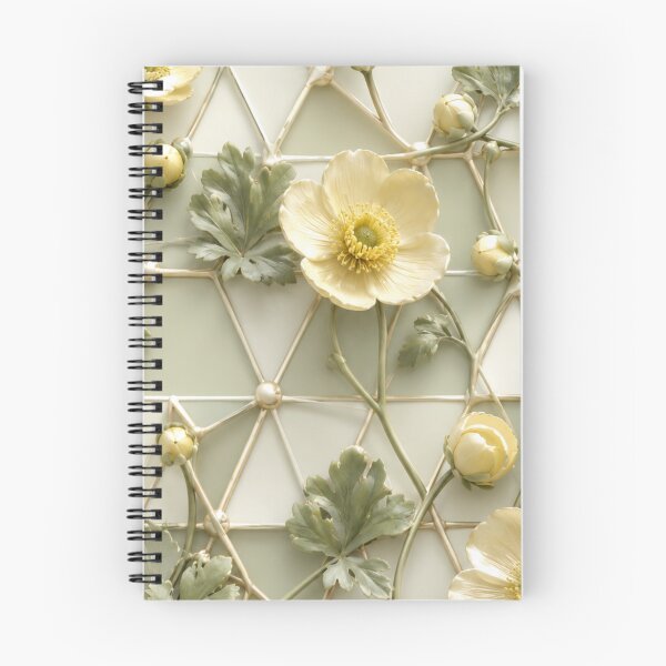 Item preview, Golden Yellow Floral Geometric Lattice Pattern designed and sold by IntelliMindDesigns.