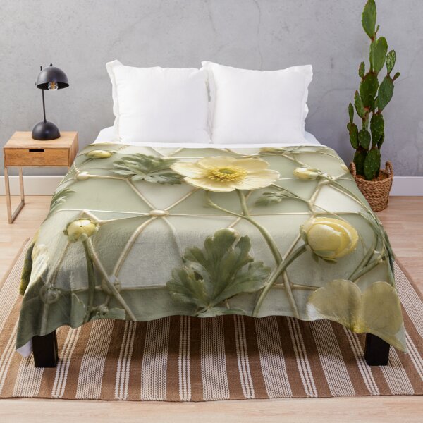 Item preview, Golden Yellow Floral Geometric Lattice Pattern designed and sold by IntelliMindDesigns.