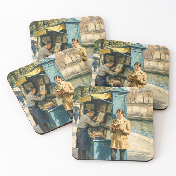 Item preview, Left Bank Reader: Historic Seine River Bookstall Scene designed and sold by CARRAANN.