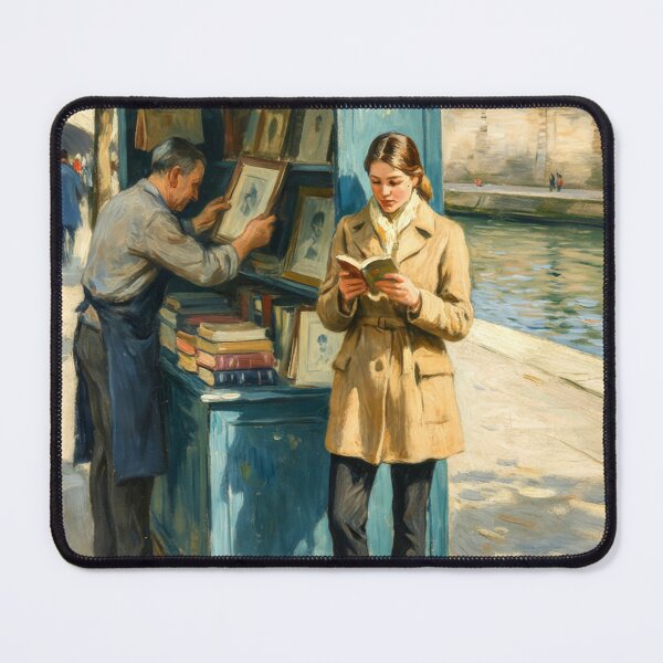 Item preview, Left Bank Reader: Historic Seine River Bookstall Scene designed and sold by CARRAANN.