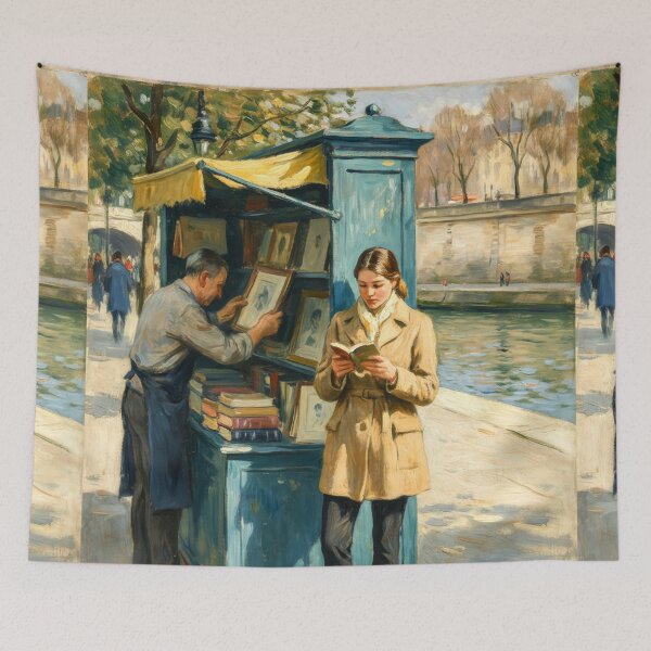 Item preview, Left Bank Reader: Historic Seine River Bookstall Scene designed and sold by CARRAANN.