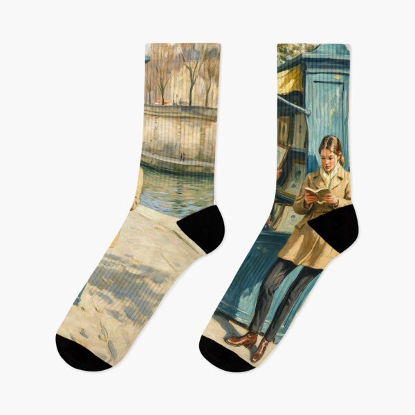 Item preview, Left Bank Reader: Historic Seine River Bookstall Scene designed and sold by CARRAANN.