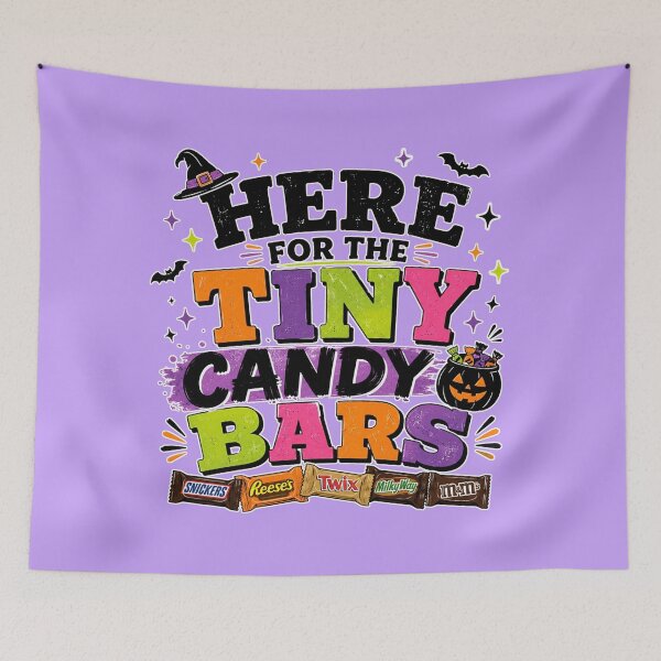 Item preview, Here for the Tiny Candy Bars | Funny Halloween Trick or Treat Typography Design designed and sold by TheStephanieRome.
