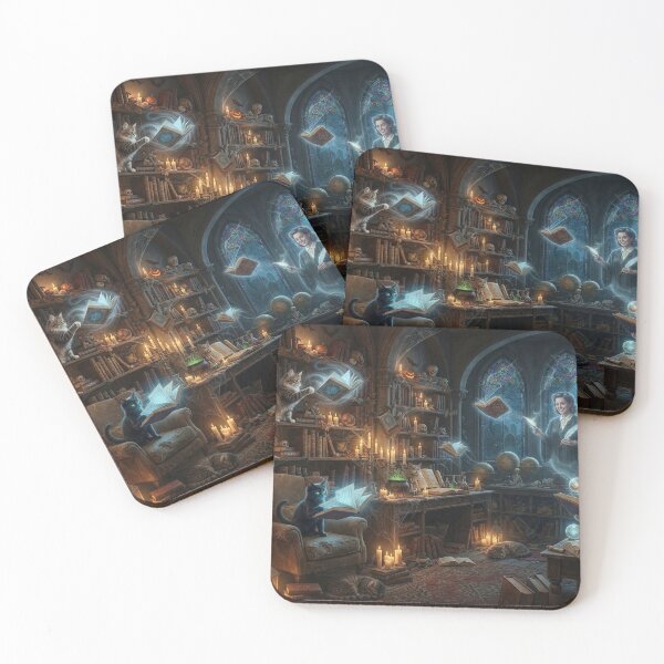 Item preview, Enchanted Cats in Haunted Library | Gothic Fantasy Magical Book Art designed and sold by Ghostlycats2026.