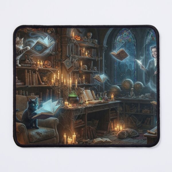 Item preview, Enchanted Cats in Haunted Library | Gothic Fantasy Magical Book Art designed and sold by Ghostlycats2026.