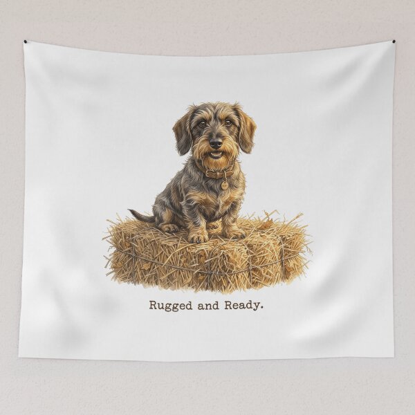 Item preview, Wire Haired Dachshund Rugged Farm Portrait Design designed and sold by jgoteiner.
