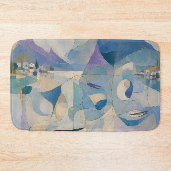 Item preview, Pastel Abstract Coastal Landscape with Boats and Mountains designed and sold by GutyzDesignsES.