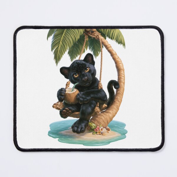 Item preview, Black Panther on a Tropical Palm Swing designed and sold by Helenaphotoart.