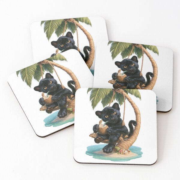 Item preview, Black Panther on a Tropical Palm Swing designed and sold by Helenaphotoart.