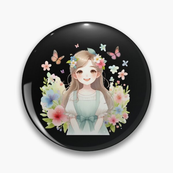 Item preview, Smiling Girl with Flowers and Butterflies designed and sold by Codavid85.