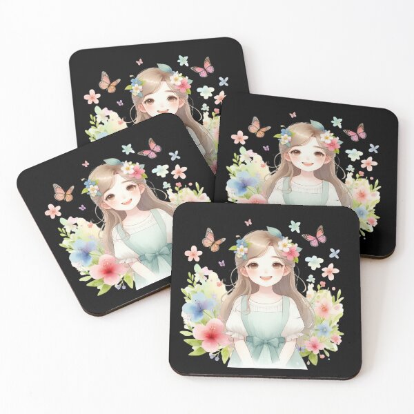 Item preview, Smiling Girl with Flowers and Butterflies designed and sold by Codavid85.