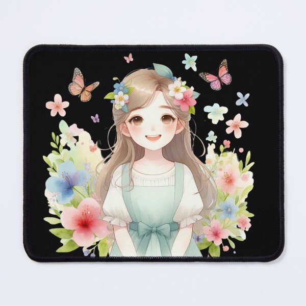 Item preview, Smiling Girl with Flowers and Butterflies designed and sold by Codavid85.