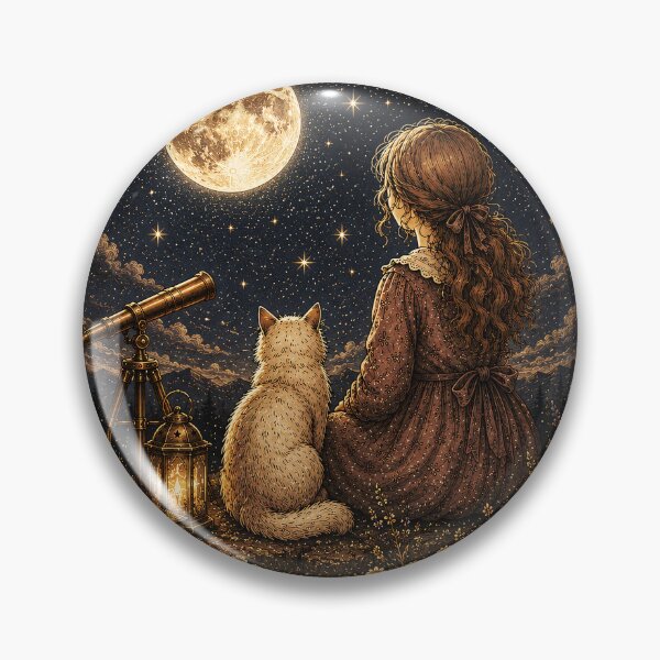 Item preview, The Quiet Between Stars – Girl and cat stargazing designed and sold by thirtyonestars.