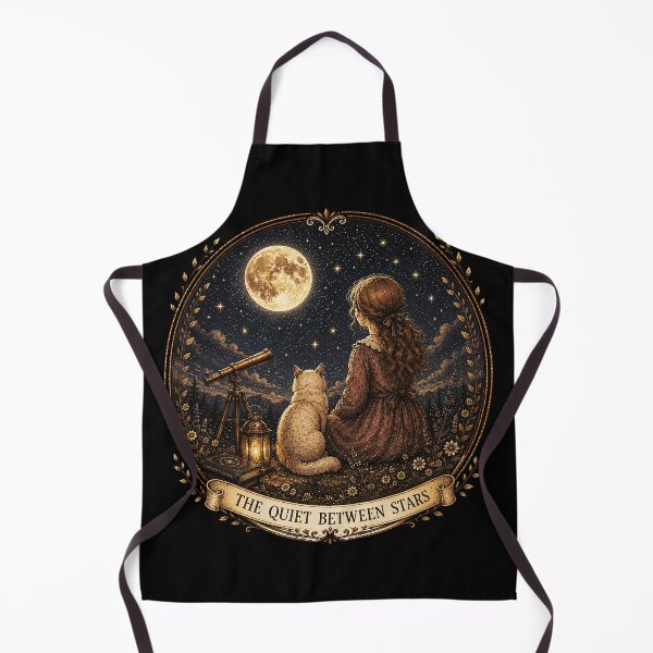 Item preview, The Quiet Between Stars – Girl and cat stargazing designed and sold by thirtyonestars.