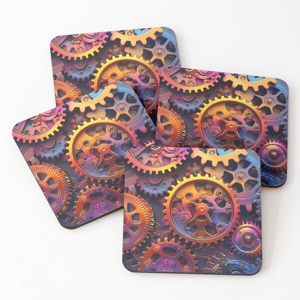 Item preview, Steampunk Neon-Like Colored Hues Mechanical Gears Design designed and sold by DEC02.