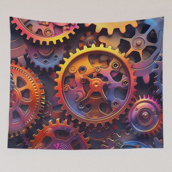Item preview, Steampunk Neon-Like Colored Hues Mechanical Gears Design designed and sold by DEC02.