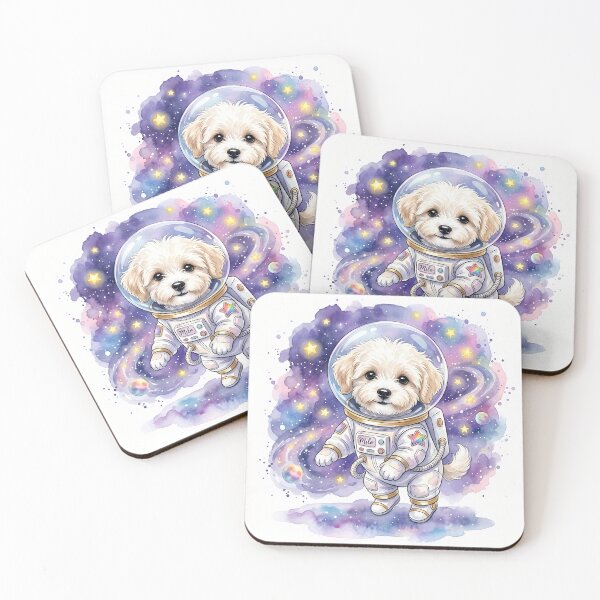 Item preview, ⁠Cute Watercolor Maltipoo Astronaut Puppy in Space designed and sold by Sussyg007.