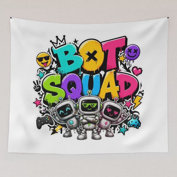 Item preview, BOT SQUAD Graffiti Sticker PNG | Futuristic Robot Crew | Cyber Gaming Aesthetic Vinyl Decal | Sci-Fi Tech Laptop Sticker designed and sold by Stylestickers55.