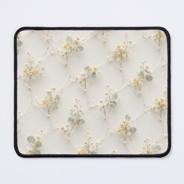 Item preview, Cream Floral Geometric Diamond Lattice designed and sold by IntelliMindDesigns.