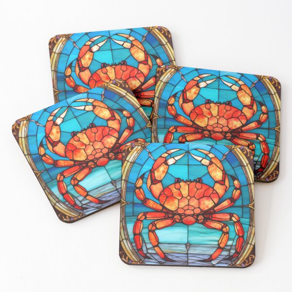 Item preview, Stained Glass Crab Ocean Coastal Window Art  designed and sold by pinkal.
