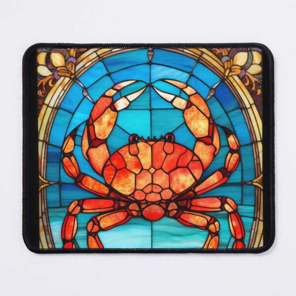 Item preview, Stained Glass Crab Ocean Coastal Window Art designed and sold by pinkal.