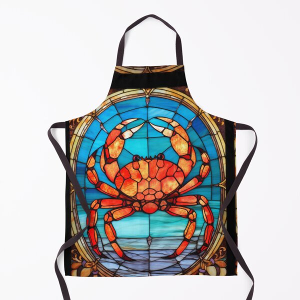 Item preview, Stained Glass Crab Ocean Coastal Window Art designed and sold by pinkal.