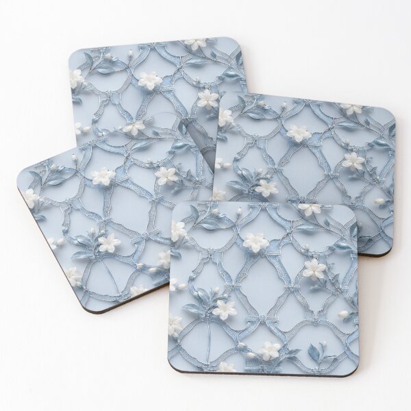 Item preview, Soft Blue Geometric Floral Net Pattern designed and sold by IntelliMindDesigns.