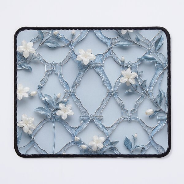 Item preview, Soft Blue Geometric Floral Net Pattern designed and sold by IntelliMindDesigns.