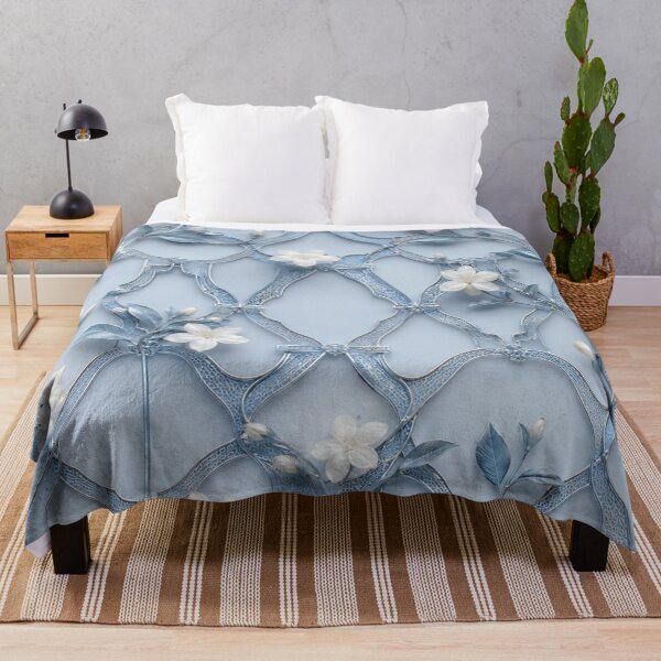Item preview, Soft Blue Geometric Floral Net Pattern designed and sold by IntelliMindDesigns.