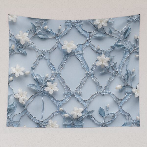 Item preview, Soft Blue Geometric Floral Net Pattern designed and sold by IntelliMindDesigns.