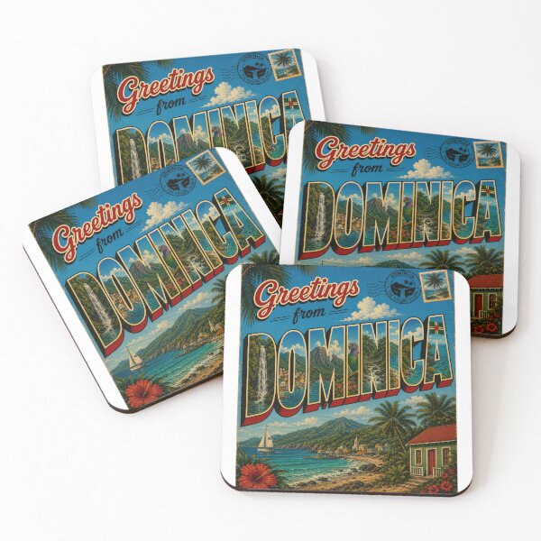 Item preview, Greetings from Dominica Vintage Travel Poster, Retro Caribbean Beach Paradise designed and sold by Right-UR.
