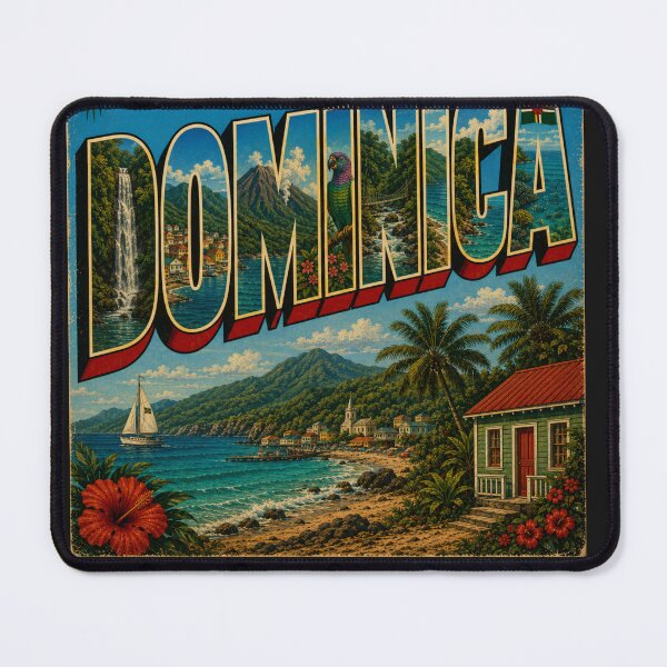 Item preview, Greetings from Dominica Vintage Travel Poster, Retro Caribbean Beach Paradise designed and sold by Right-UR.