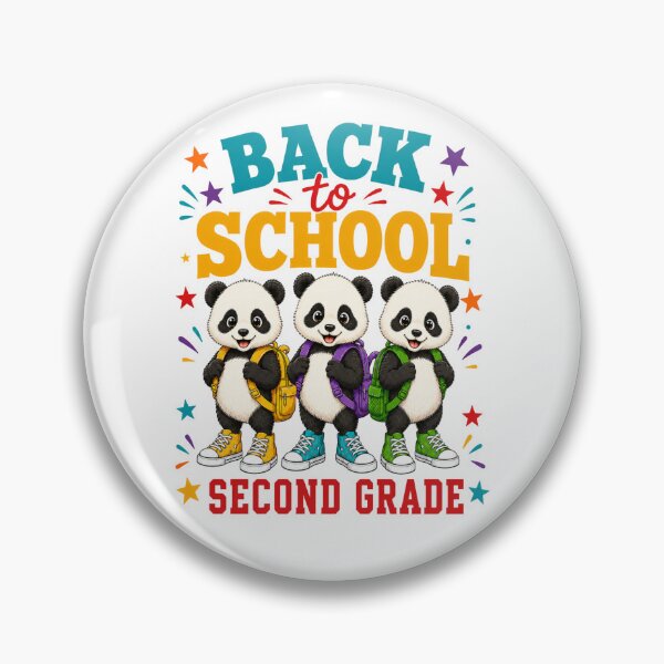 Item preview, Cute Pandas Back To School Second Grade Retro designed and sold by ElcastDesigns.